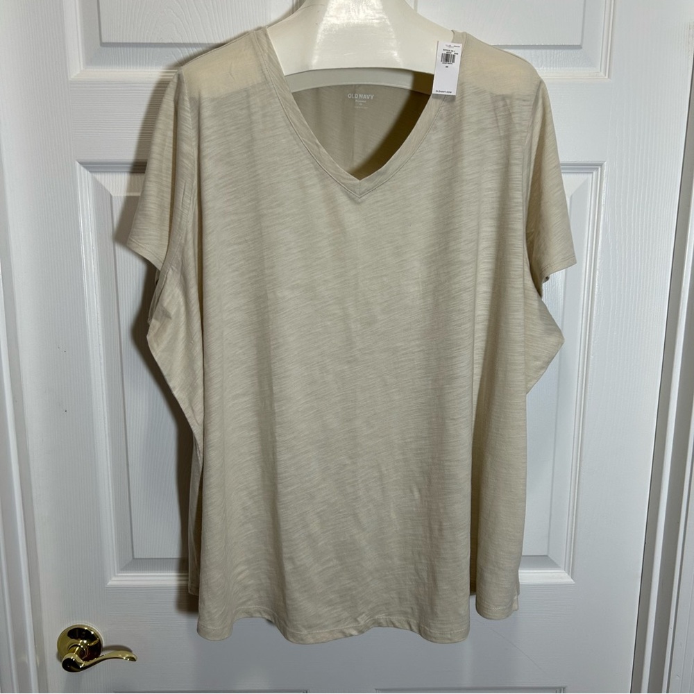 Old Navy Cream Tan Relaxed Short Sleeve T-Shirt